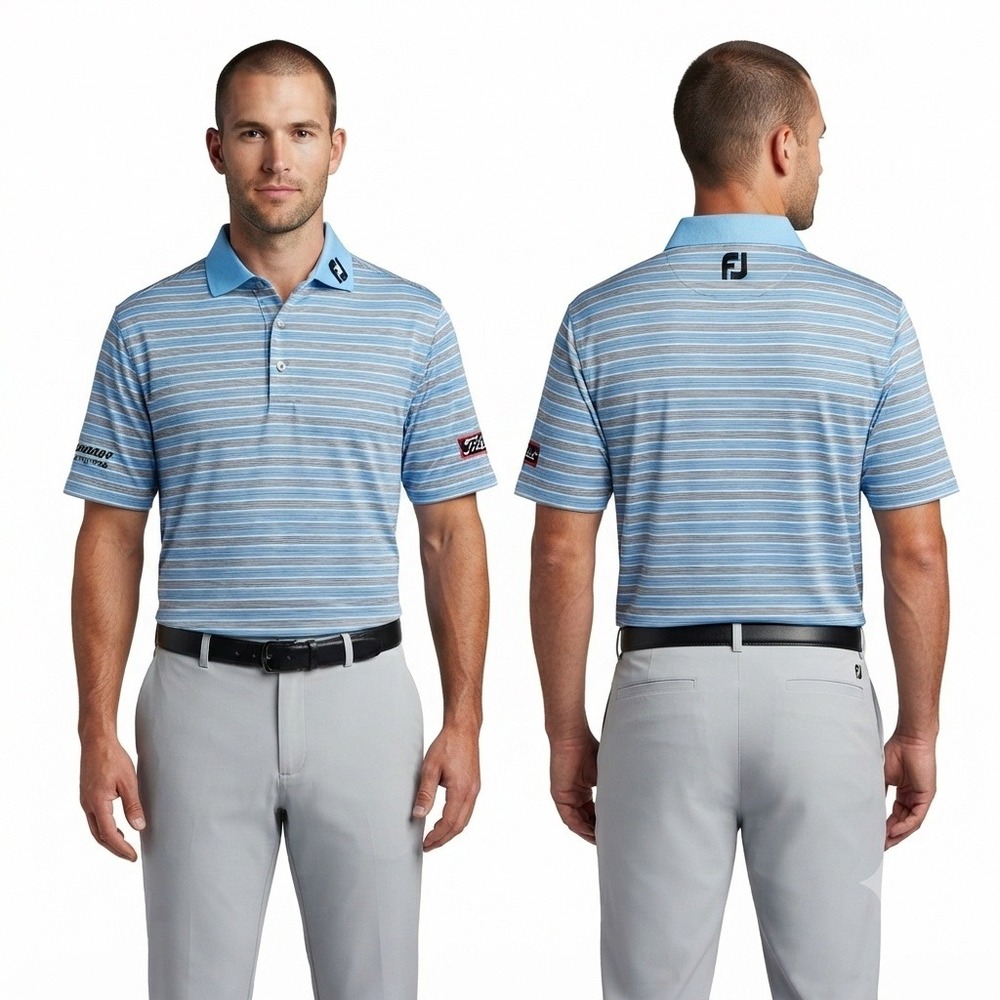 FootJoy Scotty Cameron Titleist Shirt Mens Small Blue Striped Golf Polo *RARE